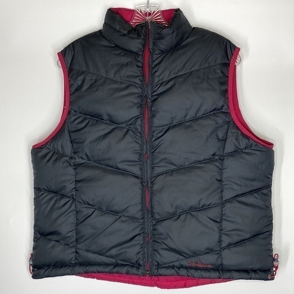 Vintage L.L. Bean 0 BDC9 Pink Gray Reversible Down Puffer Vest Size Large - Picture 3 of 8